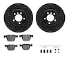 8512-31078 Drilled/Slotted Brake Rotors w/5000 Advanced Brake Pads Kit & Hardware [Black], 2005-2008 BMW, Position: Rear - image 1