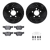 8512-31080 Drilled/Slotted Brake Rotors w/5000 Advanced Brake Pads Kit & Hardware [Black], 2004-2010 BMW, Position: Front - image 1