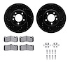 8512-31086 Drilled/Slotted Brake Rotors w/5000 Advanced Brake Pads Kit & Hardware [Black], 2006-2013 BMW, Position: Front - image 1