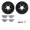 8512-31087 Drilled/Slotted Brake Rotors w/5000 Advanced Brake Pads Kit & Hardware [Black], 2006-2015 BMW, Position: Rear - image 1