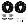 8512-31088 Drilled/Slotted Brake Rotors w/5000 Advanced Brake Pads Kit & Hardware [Black], 2007-2013 BMW, Position: Front - image 1