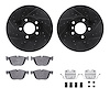 8512-31093 Drilled/Slotted Brake Rotors w/5000 Advanced Brake Pads Kit & Hardware [Black], 2014-2019 BMW, Position: Front - image 1