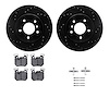 8512-31098 Drilled/Slotted Brake Rotors w/5000 Advanced Brake Pads Kit & Hardware [Black], 2008-2013 BMW, Position: Rear - image 1