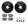 8512-31101 Drilled/Slotted Brake Rotors w/5000 Advanced Brake Pads Kit & Hardware [Black], 2016-2019 BMW, Position: Rear - image 1