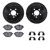 8512-31105 Drilled/Slotted Brake Rotors w/5000 Advanced Brake Pads Kit & Hardware [Black], 2015-2018 BMW, Position: Rear - image 1