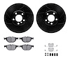 8512-31112 Drilled/Slotted Brake Rotors w/5000 Advanced Brake Pads Kit & Hardware [Black], 2010-2018 BMW, Position: Front - image 1