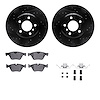 8512-31114 Drilled/Slotted Brake Rotors w/5000 Advanced Brake Pads Kit & Hardware [Black], 2012-2016 BMW, Position: Front - image 1