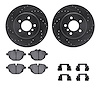 8512-31115 Drilled/Slotted Brake Rotors w/5000 Advanced Brake Pads Kit & Hardware [Black], 2011-2016 BMW, Position: Rear - image 1