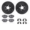 8512-31116 Drilled/Slotted Brake Rotors w/5000 Advanced Brake Pads Kit & Hardware [Black], 2014-2016 BMW, Position: Rear - image 1