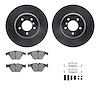 8512-31117 Drilled/Slotted Brake Rotors w/5000 Advanced Brake Pads Kit & Hardware [Black], 2011-2016 BMW, Position: Front - image 1