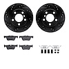 8512-31129 Drilled/Slotted Brake Rotors w/5000 Advanced Brake Pads Kit & Hardware [Black], 2012-2018 BMW, Position: Rear - image 1