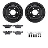 8512-31133 Drilled/Slotted Brake Rotors w/5000 Advanced Brake Pads Kit & Hardware [Black], 2013-2020 BMW, Position: Rear