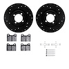 8512-31140 Drilled/Slotted Brake Rotors w/5000 Advanced Brake Pads Kit & Hardware [Black], 1969-1976 BMW, Position: Front