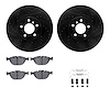 8512-31144 Drilled/Slotted Brake Rotors w/5000 Advanced Brake Pads Kit & Hardware [Black], 2002-2006 BMW, Position: Front - image 1