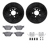 8512-31145 Drilled/Slotted Brake Rotors w/5000 Advanced Brake Pads Kit & Hardware [Black], 2007-2018 BMW, Position: Front - image 1