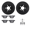 8512-31146 Drilled/Slotted Brake Rotors w/5000 Advanced Brake Pads Kit & Hardware [Black], 2007-2014 BMW, Position: Rear - image 1