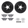 8512-31147 Drilled/Slotted Brake Rotors w/5000 Advanced Brake Pads Kit & Hardware [Black], 2007-2014 BMW, Position: Front - image 1