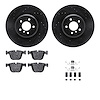8512-31151 Drilled/Slotted Brake Rotors w/5000 Advanced Brake Pads Kit & Hardware [Black], 2010-2014 BMW, Position: Rear - image 1