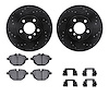 8512-31154 Drilled/Slotted Brake Rotors w/5000 Advanced Brake Pads Kit & Hardware [Black], 2011-2018 BMW, Position: Rear - image 1