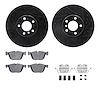 8512-31157 Dimpled/Slotted Brake Rotors w/5000 Advanced Brake Pads Kit & Hardware [Black], 2016-2018 BMW, Position: Front - image 1