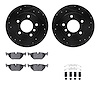 8512-31240 Drilled/Slotted Brake Rotors w/5000 Advanced Brake Pads Kit & Hardware [Black], 1991-1999 BMW, Position: Rear - image 1