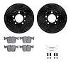 8512-31245 Drilled/Slotted Brake Rotors w/5000 Advanced Brake Pads Kit & Hardware [Black], 1991-1993 BMW, Position: Front - image 1