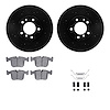 8512-31266 Drilled/Slotted Brake Rotors w/5000 Advanced Brake Pads Kit & Hardware [Black], 1994-1995 BMW, Position: Front - image 1