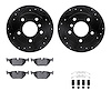 8512-31277 Drilled/Slotted Brake Rotors w/5000 Advanced Brake Pads Kit & Hardware [Black], 1995-1999 BMW, Position: Rear - image 1