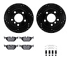8512-31292 Drilled/Slotted Brake Rotors w/5000 Advanced Brake Pads Kit & Hardware [Black], 1996-2005 BMW, Position: Rear - image 1