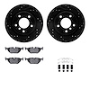 8512-31313 Drilled/Slotted Brake Rotors w/5000 Advanced Brake Pads Kit & Hardware [Black], 1999-2006 BMW, Position: Rear - image 1