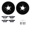 8512-31319 Drilled/Slotted Brake Rotors w/5000 Advanced Brake Pads Kit & Hardware [Black], 2001-2008 BMW, Position: Front - image 1