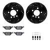 8512-31373 Drilled/Slotted Brake Rotors w/5000 Advanced Brake Pads Kit & Hardware [Black], 2003-2008 BMW, Position: Rear - image 1