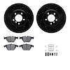 8512-31388 Drilled/Slotted Brake Rotors w/5000 Advanced Brake Pads Kit & Hardware [Black], 2004-2010 BMW, Position: Front - image 1