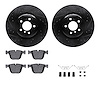8512-31485 Drilled/Slotted Brake Rotors w/5000 Advanced Brake Pads Kit & Hardware [Black], 2009-2015 BMW, Position: Rear - image 1