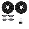 8512-31504 Drilled/Slotted Brake Rotors w/5000 Advanced Brake Pads Kit & Hardware [Black], 2011-2018 BMW, Position: Front - image 1