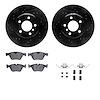 8512-31522 Drilled/Slotted Brake Rotors w/5000 Advanced Brake Pads Kit & Hardware [Black], 2011-2011 BMW, Position: Front - image 1