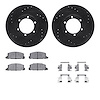 8512-37005 Drilled/Slotted Brake Rotors w/5000 Advanced Brake Pads Kit & Hardware [Black], 1986-1986 GM, Position: Front - image 1