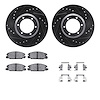 8512-37006 Drilled/Slotted Brake Rotors w/5000 Advanced Brake Pads Kit & Hardware [Black], 1986-1986 GM, Position: Front - image 1