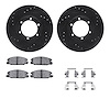8512-37007 Drilled/Slotted Brake Rotors w/5000 Advanced Brake Pads Kit & Hardware [Black], 1987-2005 Multiple Makes/Models, Posi - image 1