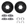 8512-37008 Drilled/Slotted Brake Rotors w/5000 Advanced Brake Pads Kit & Hardware [Black], 1995-1995 GM, Position: Front - image 1