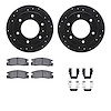 8512-37009 Drilled/Slotted Brake Rotors w/5000 Advanced Brake Pads Kit & Hardware [Black], 1988-1995 GM, Position: Rear - image 1