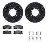 8512-37011 Drilled/Slotted Brake Rotors w/5000 Advanced Brake Pads Kit & Hardware [Black], 1992-1995 Multiple Makes/Models, Posi - image 1