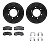 8512-37013 Drilled/Slotted Brake Rotors w/5000 Advanced Brake Pads Kit & Hardware [Black], 2001-2001 GM, Position: Front - image 1