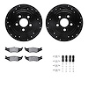 8512-39000 Drilled/Slotted Brake Rotors w/5000 Advanced Brake Pads Kit & Hardware [Black], 1989-1995 Mopar, Position: Rear - image 1