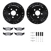 8512-39003 Drilled/Slotted Brake Rotors w/5000 Advanced Brake Pads Kit & Hardware [Black], 1995-2007 Mopar, Position: Rear - image 1