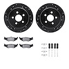 8512-39004 Drilled/Slotted Brake Rotors w/5000 Advanced Brake Pads Kit & Hardware [Black], 2003-2010 Mopar, Position: Rear - image 1