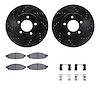 8512-39029 Drilled/Slotted Brake Rotors w/5000 Advanced Brake Pads Kit & Hardware [Black], 2004-2008 Mopar, Position: Front - image 1