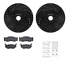 8512-39032 Drilled/Slotted Brake Rotors w/5000 Advanced Brake Pads Kit & Hardware [Black], 1973-1989 Mopar, Position: Front - image 1