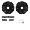 8512-39033 Drilled/Slotted Brake Rotors w/5000 Advanced Brake Pads Kit & Hardware [Black], 1975-1975 Mopar, Position: Front - image 1