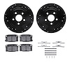 8512-39034 Drilled/Slotted Brake Rotors w/5000 Advanced Brake Pads Kit & Hardware [Black], 1988-1989 GM, Position: Rear - image 1